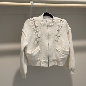 Express white bomber jacket